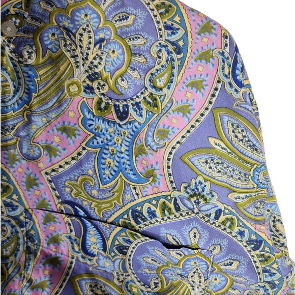 Alan Flusser Blue Pink Paisley Cotton Button Up  Shirt - Picture 2 of 7